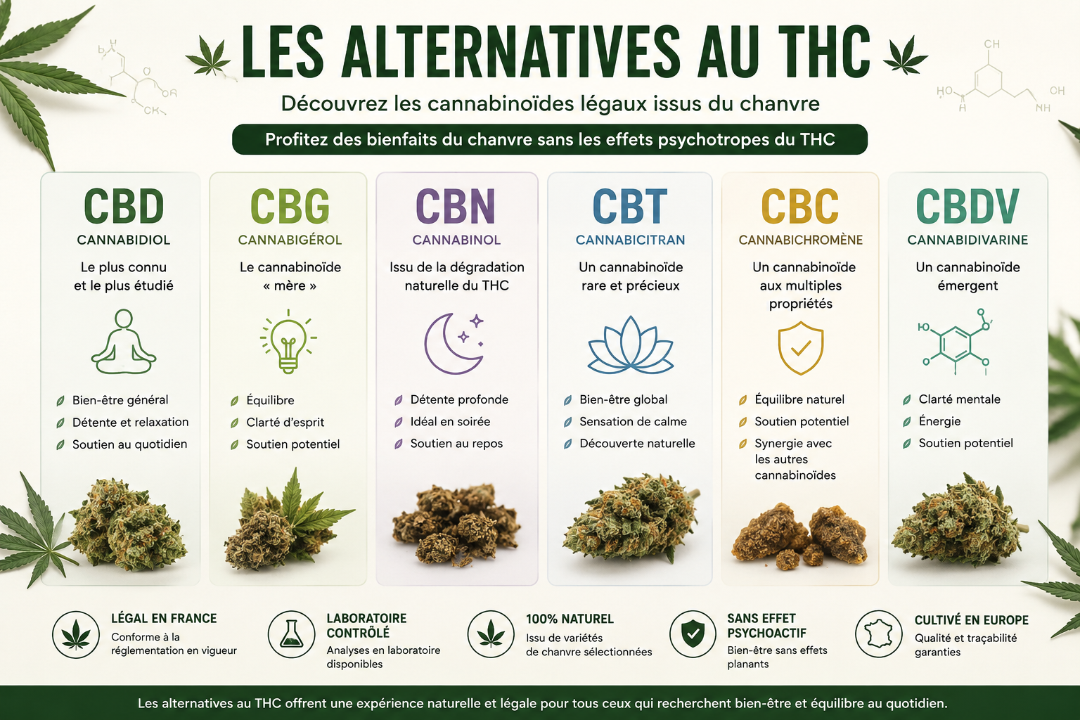 Alternatives au THC : le guide complet des cannabinoïdes légaux en 2026