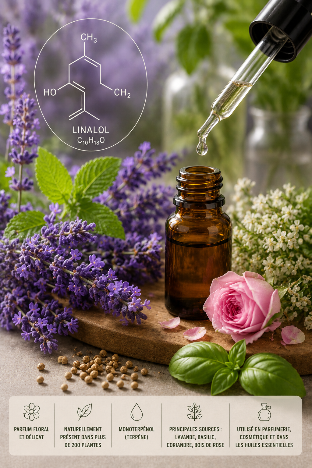 Linalol : définition, origine, arôme et caractéristiques de ce terpène