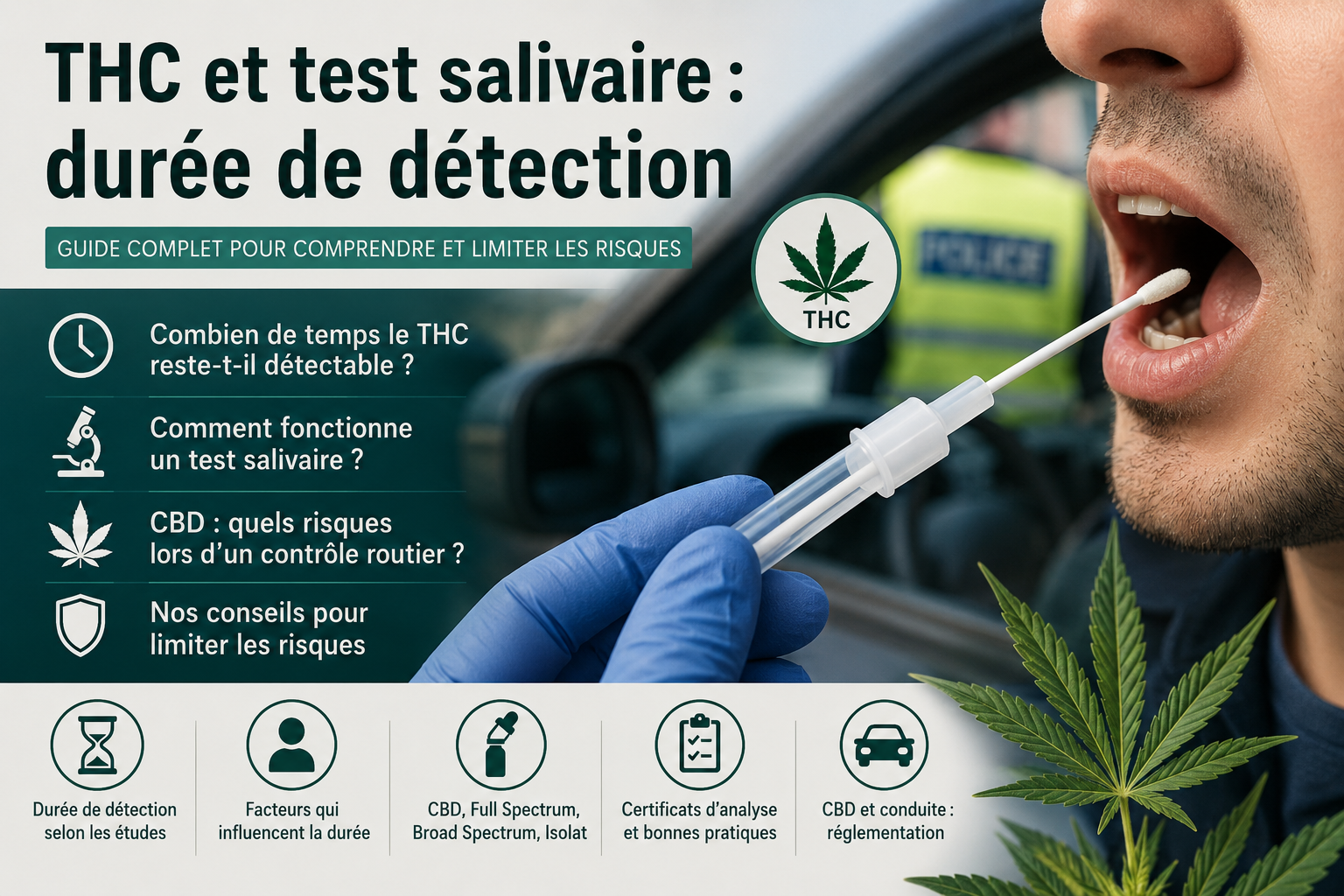 Combien de temps le THC reste détectable dans la salive ? Durées, tests et CBD