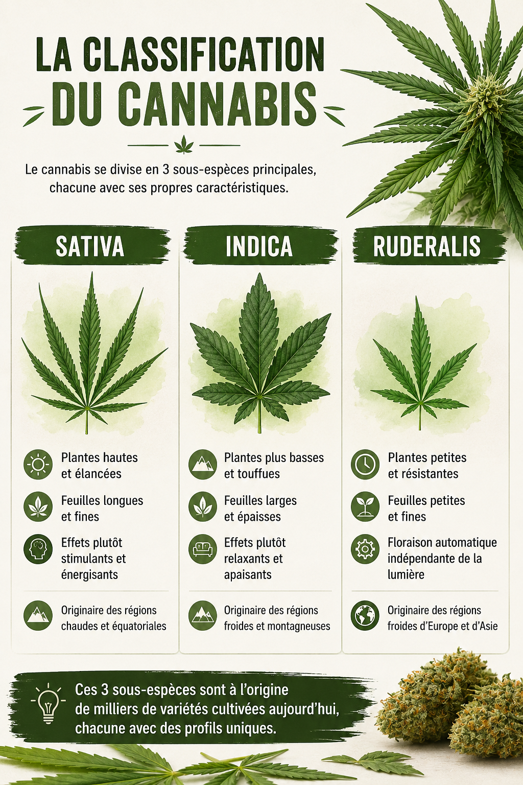 Cannabis Sativa, Indica et Ruderalis : Comprendre les Différentes Variétés de Cannabis