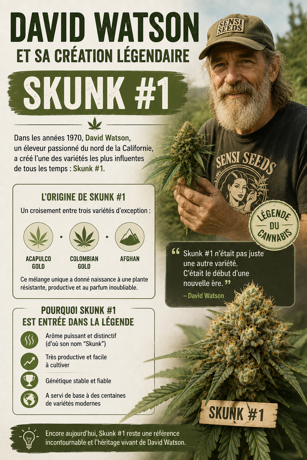 David Watson et la Skunk #1 : L’Histoire de la Variété qui a Révolutionné le Cannabis