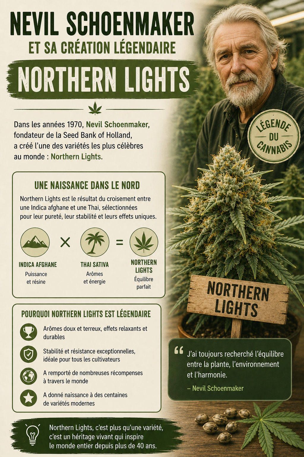 Northern Lights et Nevil Schoenmakers : L’Histoire d’une Génétique Légendaire du Cannabis