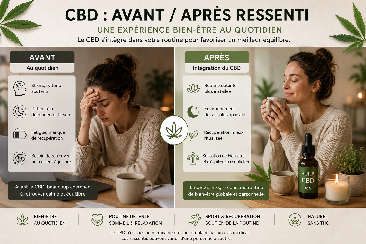 CBD : avant / après ressenti, une expérience bien-être au quotidien